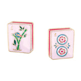 Mahjong Pink Tile Stud Earrings