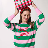 CARA CHECKERED "MERRY" ZIP POUCH,MULTI