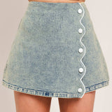 Acid Wash Denim Skort