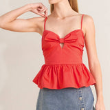 Coral Red Bowtie Top