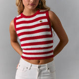 Red & White Stripe Back Bow Top