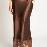 Brown Lace Trim Skirt