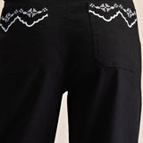 Embroidery Lace Trim Pants