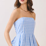 Gingham Blue Peplum Top
