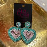 Pastel Blue And Pink Heart Earrings