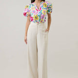 Floral Berisa Split Neck Top