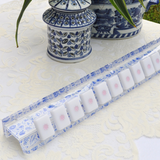 Blue and White Chinoiserie Mahjong Rack and Pusher, Set of 4