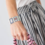 Brooklyn Mahjong Print Beaded Stretch Bracelet Multi