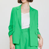 Poly Shirred Sleeve Blazer