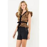 Leopard Peplum Top