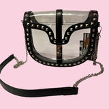 Studded Leather Clear Crossbody Purse