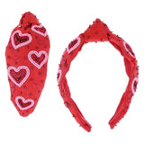 Red Beaded Heart Valentine Headband