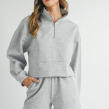 Mock Half Zip Up Set