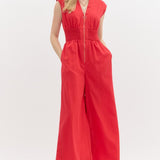 Red Sleeveless Jumpsuit