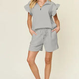 Flounce Sleeve Top and Shorts Set