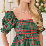 Plaid Babydoll Top