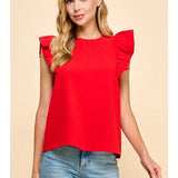 Poplin Ruffle Sleeve Top