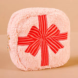 Square Teddy Pouch Holiday Bow