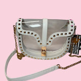 Studded Leather Clear Crossbody Purse