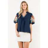 Navy Bloom Blouse