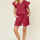 Flounce Sleeve Top and Shorts Set