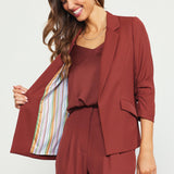 Poly Shirred Sleeve Blazer