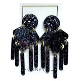 Janelle Metallic Black Earring