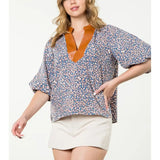 Puff Sleeve Print Top