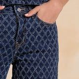 Diamond Denim Wide Leg Pant