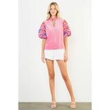 Embroidered Velvet Top