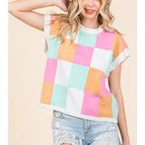 Checker Sleeveless Sweater