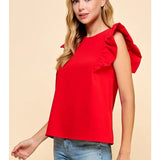 Poplin Ruffle Sleeve Top