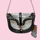 Studded Leather Clear Crossbody Purse