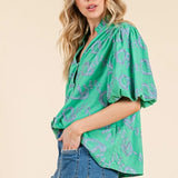 Paisley Puff Embroidered Blouse