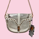 Studded Leather Clear Crossbody Purse