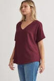 Solid V-neck Blouse