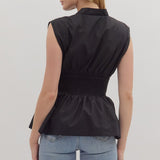 Smocked Zip Up Peplum