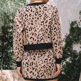 Leopard Knit Contrast Skirt