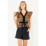 Leopard Peplum Top
