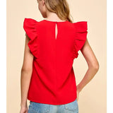 Poplin Ruffle Sleeve Top