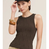 Chocolate Reversible Lace Textured Tank