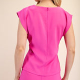 Round Neck Waist Pleated Top