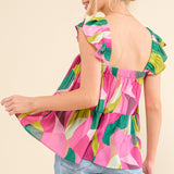 Printed Ruffle Babydoll Tank