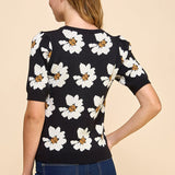 Floral Short Sleeve Sweater