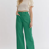 Green High Waist Wide Leg Pant