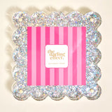 Square Scalloped Acrylic Frame - Silver Glitter