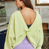 Reversible Twist-Front Washed Terry Sweatshirt Top