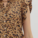Ruffle Sleeve Leopard Top