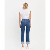 High Rise Slim Straight Cuff Jean