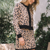 Leopard Knit Contrast Skirt